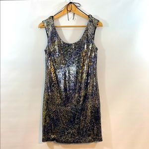 Aqua Brand, Metallic Sequin Club Mini Dress, Size 6